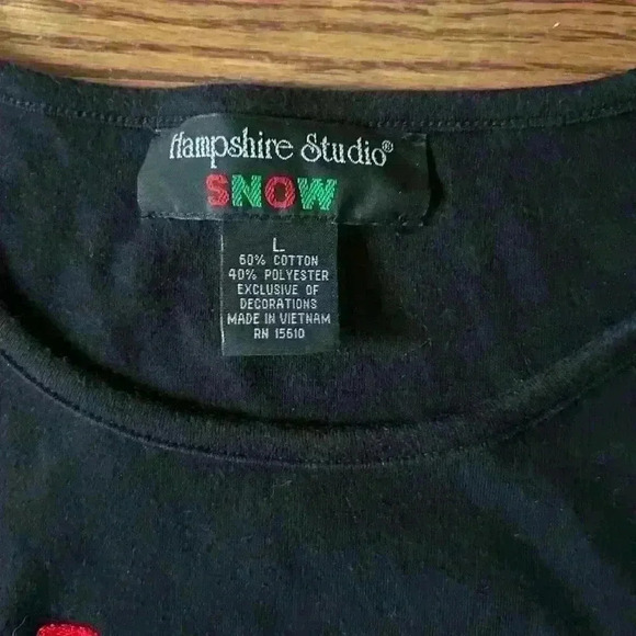 Christmas Snowman Winter Embroidered Tee Shirt Size Large Grannycore Cottagecore - Picture 6 of 7